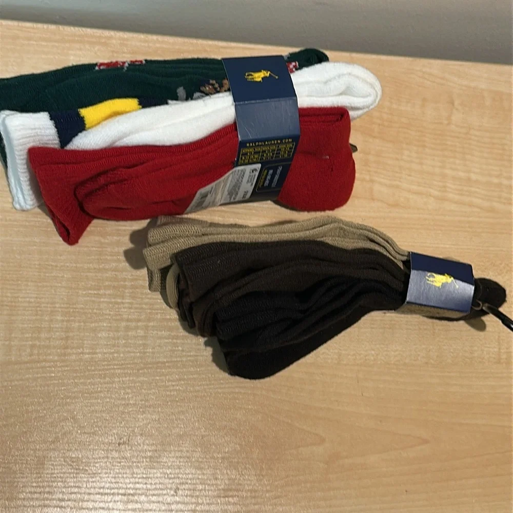 Polo Bundle - 6 Pairs Socks, 3 Dress Socks AND 3 Crew Socks